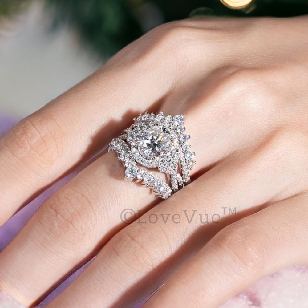 Elegant Diamond Moissanite Chevron Ring Band Enhancer - Picture 3 of 16